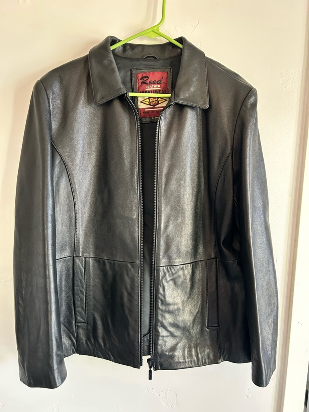 Women's Black Leather Zip Jacket